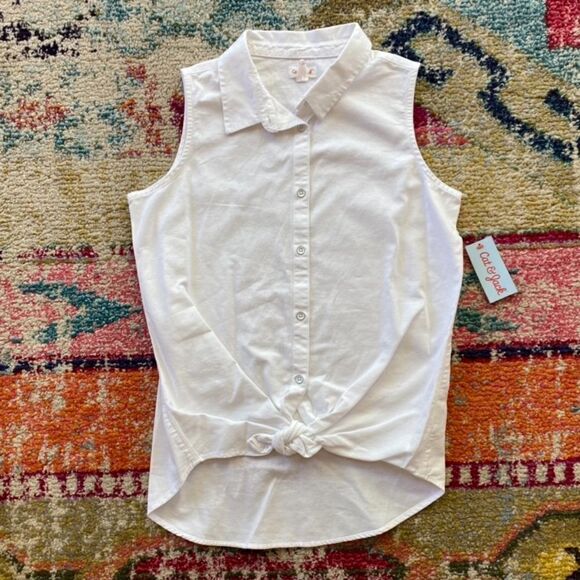 Cat & Jack Girls White Button Down Top Shirt - Picture 1 of 7